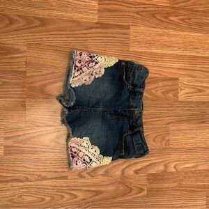 Denim Shorts with Lace Accents
